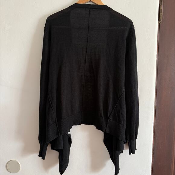 GARNET HILL | Black 100% Linen Drape Front Cardigan Sweater | Extra Large - Picture 8 of 8